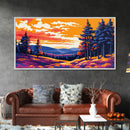 Lakeside Trees, Sunset Reflection, Scenic Nature, Living Room Wall Art, Vibrant Landscape, Framed Canvas Print, Boho Wall Decor