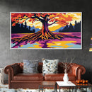 Sunset Landscape, River Reflection, Colorful Nature, Framed Canvas Print, Modern Wall Art, Living Room Decor, Bold Sunset Painting