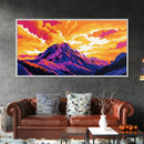 Serene Mountain, Lake Reflection, Autumn Colors, Framed Canvas Print, Modern Nature Art, Living Room Wall Decor, Sunset Painting