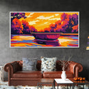 Mountain Pool, Scenic Reflection, Vibrant Landscape, Canvas Print, Nature Wall Art, Living Room Decor, Bold Colors, Travel Art