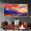 Sunset Cabin, Lakeside Home Decor, Rustic Art, Colorful Landscape, Vibrant Wall Art, Framed Canvas Print, Living Room Wall Art