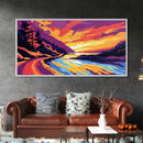 Valley View, Mountain Landscape, Colorful Wilderness Art, Vibrant Home Decor, Scenic Nature Painting, Framed Canvas Print, Office Wall Art