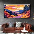River Reflection, Tranquil Nature Art, Sunset Glow, Vibrant Water Scene, Peaceful Landscape, Framed Canvas Print, Dining Room Wall Art