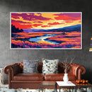 Speedboat Scene, Coastal Sunset, Vibrant Ocean Art, Colorful Seascape, Summer Getaway, Framed Canvas Print, Beach House Wall Art