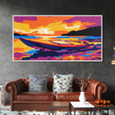 Ocean Waves, Sunset Seascape, Coastal Art, Nature Print, Framed Canvas Print, Beach House Wall Art, Nautical Decor, Vibrant Landscape