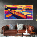 Canoe Oars, Sunset, Framed Canvas Print, Wall Art, Adventure Theme, Rustic Home, Cabin Decor, Outdoor Lovers, Nature Scene