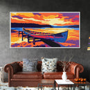 Canoe Dock, Sunset Water, Relaxing Lake View, Framed Canvas Print, Wall Art, Cabin Aesthetic, Rustic Decor, Adventure Vibes, Boho Home