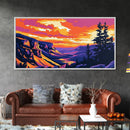 Mountain Valley, Sunset, Scenic Landscape, Framed Canvas Print, Wall Art, Rustic Home, Cabin Vibes, Nature Lovers, Fall Colors