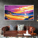 Golden Beach, Ocean Horizon, Tropical Artwork, Framed Canvas Print, Beach House Wall Art, Relaxing Landscape, Vibrant Decor