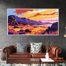 Mountain Meadow, Colorful Nature Art, Vibrant Landscape Print, Sunset Field Scene, Canvas Print, Bedroom Wall Art, Cozy Home Decor