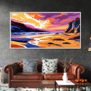 River Valley, Sunset Scene, Majestic Cliffs, Nature Wall Art, Framed Canvas Print, Rustic Home Decor, Western Landscape, Fall Colors