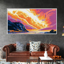 Sunset Cliffs, Ocean Wall Art, Vibrant Seascape, Framed Canvas Print, Coastal Home Decor, Beach House Art, Colorful Landscape