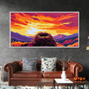 Bird Nest, Vibrant Sky Art, Nature Landscape, Sunset Glow, Warm Home Decor, Framed Canvas Print, Rustic Wall Art, Living Room Accent
