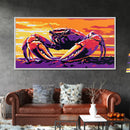 Crab at Sunset, Coastal Wildlife, Beach House Wall Art, Canvas Print, Nautical Home Decor, Ocean Lover Gift, Vibrant Seaside Painting