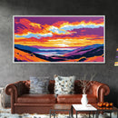 Sunset Valley, Rolling Hills, Canvas Print, Boho Wall Art, Living Room Decor, Nature Scene, Vibrant Earth Tones, Rustic Style