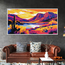 Desert Cactus Sunset, Canvas Print, Southwest Wall Art, Colorful Mountain Art, Nature Landscape, Boho Aesthetic, Office Wall Decor