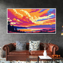 Vibrant Sky Over Water, Framed Canvas Print, Colorful Sunset Art, Bold Nature Painting, Modern Landscape, Living Room Wall Art