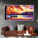 Autumn Swing by the Lake, Canvas Print, Cozy Fall Art, Rustic Landscape, Vibrant Seasonal Painting, Cabin Decor, Bedroom Wall Art