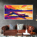 Driftwood Lake Sunset, Framed Canvas Print, Serene Nature Art, Vibrant Landscape, Rustic Cabin Decor, Bedroom Wall Art