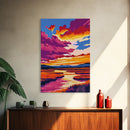 Sunset Marsh, River Reflections, Bold Colors, Peaceful Scene, Framed Canvas Print, Living Room Art, Nature Inspired, Boho Wall Decor