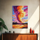 Fiery Clouds, Dramatic Sky, Sunset Storm, Nature Art, Framed Canvas Print, Living Room Decor, Unique Wall Art, Landscape Painting