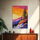 Mountain Glow, Sunset Over Hills, Vibrant Nature Art, Bold Scenic Print, Framed Canvas Print, Rustic Cabin Decor, Fall Wall Art