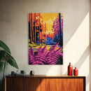 Enchanted Forest, Colorful Nature Scene, Vibrant Trees, Dreamy Woodland, Framed Canvas Print, Living Room Wall Art, Boho Aesthetic