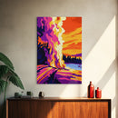 Fire in the Sky, Dramatic Sunset Painting, Wildfire Landscape, Bold Art Print, Canvas Print, Unique Office Decor, Nature Inspired Art