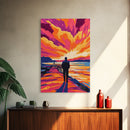 Sunset Walk, Dramatic Sky, Ocean Pier Scene, Vibrant Horizon Art, Canvas Print, Office Wall Art, Beach Home Decor, Modern Art