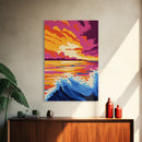 Ocean Waves, Sunset at Sea, Bold Seascape, Vibrant Water Art, Canvas Print, Nautical Home Decor, Beach House Wall Art, Coastal Style