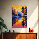 Reflections, Fall Landscape, Colorful Nature, Framed Canvas Print, Home Decor, Living Room Art, Vibrant Wall Art, Autumn Water Scene