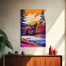 Mountain Lake, Autumn Trees, Scenic Landscape, Canvas Print, Cabin Wall Art, Nature Inspired Home Decor, Fall Colors, Modern Rustic Art
