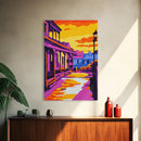 Frontier Town, Old West, Rustic Scene, Framed Canvas Print, Country Wall Art, Western Home Decor, Sunset Street Painting, Historical Art