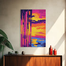 Sunset Reflections, Framed Canvas Print, Abstract Nature Art, Colorful Lake Scene, Modern Home Decor, Peaceful Wall Accent, Living Room Art