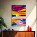 Serene Sunset, Tranquil Water, Vibrant Sky, Nature Wall Art, Canvas Print, Peaceful Lake, Bedroom Decor, Abstract Landscape