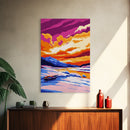 Snowy Lake, Cold Serenity, Vibrant Sky, Wilderness Escape, Canvas Print, Cozy Home Wall Art, Winter Cabin Decor, Nature Inspired