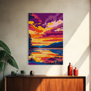 Golden Sunset, Reflective Waters, Moody Sky, Nature Tranquility, Canvas Print, Living Room Wall Art, Vibrant Home Decor, Modern