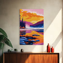 Mountain Serenity, Forest River Painting, Vibrant Landscape Art, Framed Canvas Print, Cabin Wall Decor, Outdoor Inspired Art, Rustic Style