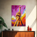 Rope Swing, Sunset Sky, Adventure Artwork, Framed Canvas Print, Outdoor Fun Decor, Vibrant Wall Art, Boho Living Room Art
