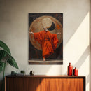Zen Monk Art, Framed Canvas Print, Spiritual Wall Art, Taoism Decor, Sacred Geometry, Meditation Room, Buddhist Artwork, Asian Aesthetic