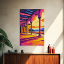 Spanish, Archway, Sunset, Architecture, Framed Canvas Print, Mediterranean Wall Art, Rustic Decor, Travel Art, Warm Tones Home Decor