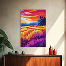 Field, Autumn, Sunset, Countryside, Framed Canvas Print, Rustic Farmhouse Wall Art, Cozy Fall Decor, Warm Earth Tones, Living Room Art