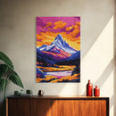 Sunset Peaks, Bold Mountain Art, Nature Painting, Framed Canvas Print, Lodge Decor, Rustic Wall Art, Autumn Colors, Warm Landscape