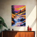 Waterfall, Autumn Landscape, Vibrant Nature, Wall Art, Canvas Print, Rustic Home Decor, Cabin Art, Fall Living Room, Colorful Art