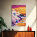 Ocean Waves, Sunset Beach, Coastal Vibes, Canvas Print, Tropical Wall Art, Surf Art, Vibrant Home Decor, Living Room Artwork