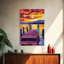 Lake Sunset, Peaceful Dock, Tranquil Evening, Canvas Print, Vibrant Landscape, Nature Home Decor, Cabin Wall Art