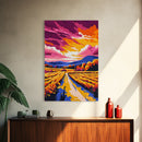 Countryside Sunset, Warm Tones, Framed Canvas Print, Boho Landscape, Large Artwork, Rustic Wall Art, Modern Decor, Bedroom Art, Gift Idea