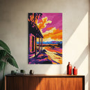 Cabin Sunset, Rustic Scene, Canvas Print, Cozy Wall Art, Fall Aesthetic, Modern Country Decor, Boho Home Art, Gift Idea, Living Room Art