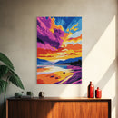 Lake Reflection, Sunset Glow, Canvas Print, Scenic Wall Art, Boho Landscape, Modern Nature Art, Bedroom Art, Gift Idea, Large Artwork