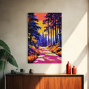 Forest Path, Autumn Glow, Framed Canvas Print, Nature Wall Art, Boho Landscape, Modern Rustic Decor, Large Artwork, Bedroom Art, Gift Idea